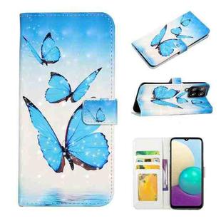 For Samsung Galaxy A22 4G Oil Embossed 3D Drawing Leather Phone Case(3 Butterflies)