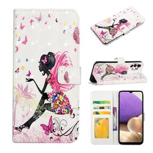 For Samsung Galaxy A32 4G Oil Embossed 3D Drawing Leather Phone Case(Flower Fairy)