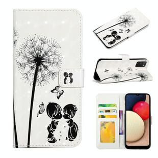 For Samsung Galaxy A02s EU Oil Embossed 3D Drawing Leather Phone Case(Couple Dandelion)
