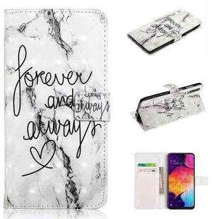 For Samsung Galaxy A50 Oil Embossed 3D Drawing Leather Phone Case(Words Marble)