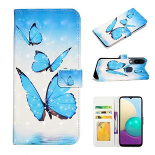 For Samsung Galaxy M20 Oil Embossed 3D Drawing Leather Phone Case(3 Butterflies)