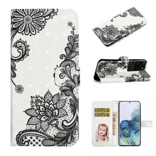 For Samsung Galaxy S20 Ultra Oil Embossed 3D Drawing Leather Phone Case(Lace Flower)