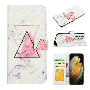 For Samsung Galaxy S21 Ultra 5G Oil Embossed 3D Drawing Leather Phone Case(Triangular Marble)