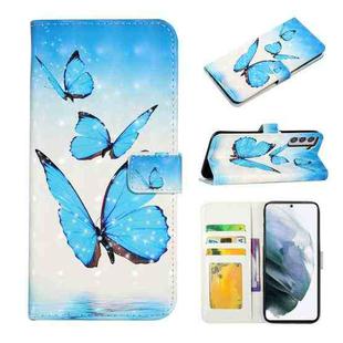 For Samsung Galaxy S21 FE 5G Oil Embossed 3D Drawing Leather Phone Case(3 Butterflies)