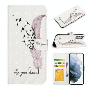 For Samsung Galaxy S22+ 5G Oil Embossed 3D Drawing Leather Phone Case(Feather)