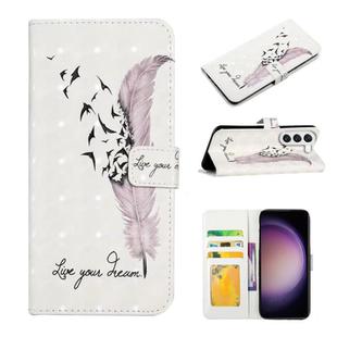 For Samsung Galaxy S23 5G Oil Embossed 3D Drawing Leather Phone Case(Feather)