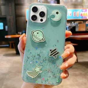 For iPhone 14 Pro Cosmic Star Laser Sequin Epoxy TPU Phone Case(Green)