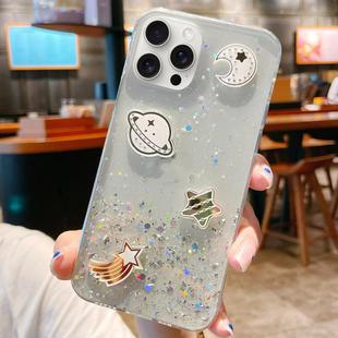 For iPhone 14 Pro Cosmic Star Laser Sequin Epoxy TPU Phone Case(Transparent)