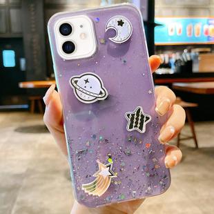 For iPhone 12 Cosmic Star Laser Sequin Epoxy TPU Phone Case(Purple)