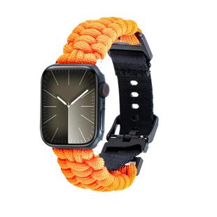 For Apple Watch SE 2023 44mm Paracord Plain Braided Webbing Buckle Watch Band(Orange)