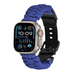 For Apple Watch Ultra 2 49mm Paracord Plain Braided Webbing Buckle Watch Band(Blue)