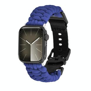 For Apple Watch Series 9 41mm Paracord Plain Braided Webbing Buckle Watch Band(Blue)