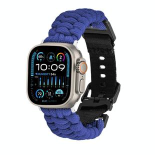 For Apple Watch Ultra 49mm Paracord Plain Braided Webbing Buckle Watch Band(Blue)