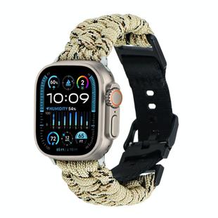 For Apple Watch Ultra 49mm Paracord Plain Braided Webbing Buckle Watch Band(Khaki Camouflage)