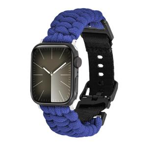 For Apple Watch Series 7 41mm Paracord Plain Braided Webbing Buckle Watch Band(Blue)