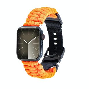 For Apple Watch Series 7 45mm Paracord Plain Braided Webbing Buckle Watch Band(Orange)