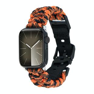 For Apple Watch SE 40mm Paracord Plain Braided Webbing Buckle Watch Band(Black Orange)