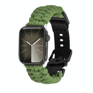 For Apple Watch Series 3 38mm Paracord Plain Braided Webbing Buckle Watch Band(Army Green)