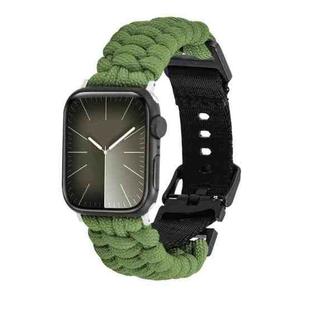 For Apple Watch Series 3 42mm Paracord Plain Braided Webbing Buckle Watch Band(Army Green)