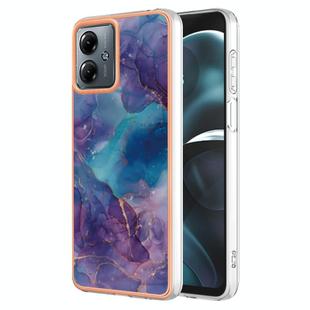 For Motorola Moto G14 Electroplating Marble Dual-side IMD Phone Case(Purple 016)