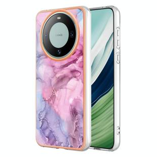 For Huawei Mate 60 Pro Electroplating Marble Dual-side IMD Phone Case(Pink 013)