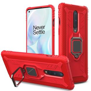 For OnePlus 7T Pro / 7 Pro Carbon Fiber Protective Case with 360 Degree Rotating Ring Holder(Red)