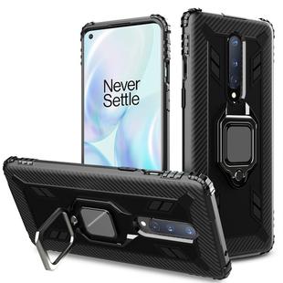 For OnePlus 7T Pro / 7 Pro Carbon Fiber Protective Case with 360 Degree Rotating Ring Holder(Black)