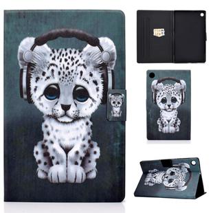 For Samsung Galaxy Tab A9 Electric Pressed Colored Drawing Leather Tablet Case(Music Leopard)