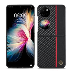 For Huawei P50 Pocket LC.IMEEKE 3 in 1 Carbon Fiber Texture Shockproof Phone Case(Black)