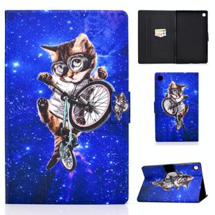 For Samsung Galaxy Tab A9+ Electric Pressed Colored Drawing Leather Tablet Case with Sleep / Wake-up Function(Glasses Cat)