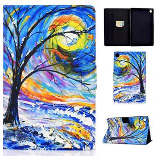 For Samsung Galaxy Tab A9 Electric Pressed Colored Drawing Leather Tablet Case(Watercolor Tree)