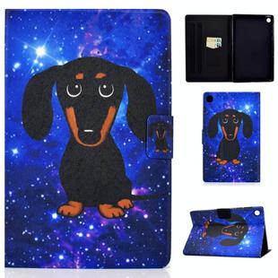 For Samsung Galaxy Tab A9+ Electric Pressed Colored Drawing Leather Tablet Case with Sleep / Wake-up Function(Little Black Dog)