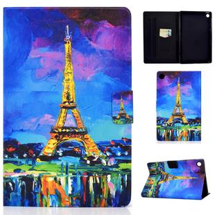 For Samsung Galaxy Tab A9+ Electric Pressed Colored Drawing Leather Tablet Case with Sleep / Wake-up Function(Eiffel Tower)