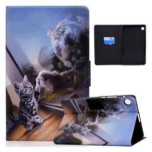 For Samsung Galaxy Tab A9 Electric Pressed Colored Drawing Leather Tablet Case(Cat and Tiger)
