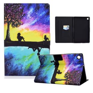 For Samsung Galaxy Tab A9 Electric Pressed Colored Drawing Leather Tablet Case(Starry Sky Reflection)