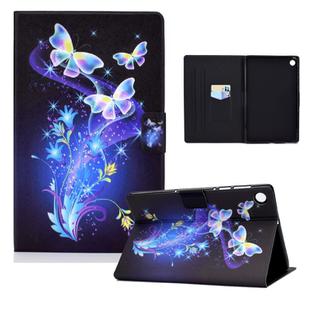 For Samsung Galaxy Tab A9+ Electric Pressed Colored Drawing Leather Tablet Case with Sleep / Wake-up Function(Butterflies Flower)