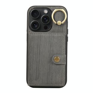 For iPhone 13 Pro Brushed Texture Wallet Ring Holder Phone Case(Grey)