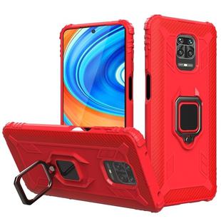 For Xiaomi Pocophone M2 Pro Carbon Fiber Protective Case with 360 Degree Rotating Ring Holder(Red)