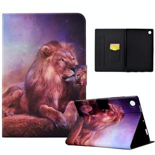 For Samsung Galaxy Tab A9 Electric Pressed Colored Drawing Leather Tablet Case(Lion King)