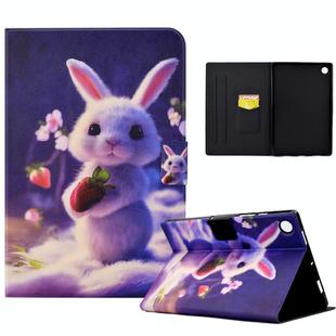 For Samsung Galaxy Tab A9 Electric Pressed Colored Drawing Leather Tablet Case(Strawberry Bunny)