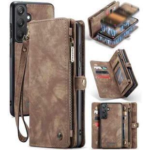 For Samsung Galaxy A25 4G CaseMe 008 Multifunctional Zipper Wallet Leather Phone Case with Lanyard(Brown)