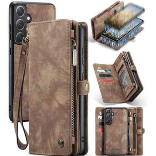 For Samsung Galaxy A35 5G CaseMe 008 Multifunctional Zipper Wallet Leather Phone Case with Lanyard(Brown)