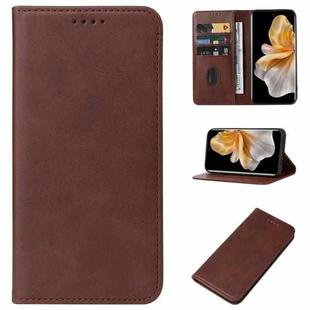 For vivo S18 Pro Magnetic Closure Leather Phone Case(Brown)
