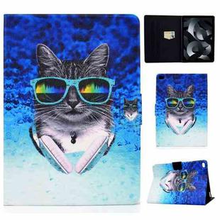 For iPad Air / Air 2  / iPad 9.7 2017 / 2018 TPU Electric Pressed Horizontal Flip Leather Case with Holder & Card Slot & Sleep / Wake-up Function(Headphone Cat)