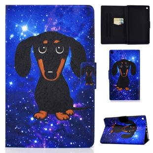 For Kindle Fire HD 8 2016 / 2017 / 2018 TPU Electric Pressed Horizontal Flip Leather Case with Holder & Card Slot & Sleep / Wake-up Function(Little Black Dog)