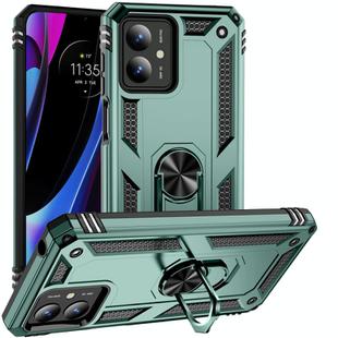 For Motorola Moto G14 Shockproof TPU + PC Phone Case with Holder(Dark Green)