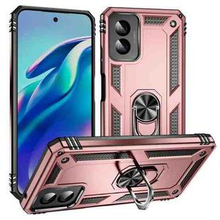 For Motorola Moto G Power 5G 2024 Shockproof TPU + PC Phone Case with Holder(Rose Gold)