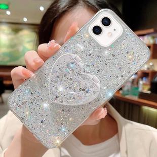 For iPhone 12 Starry Sequin Mirror Stand Epoxy TPU Phone Case(Silver)