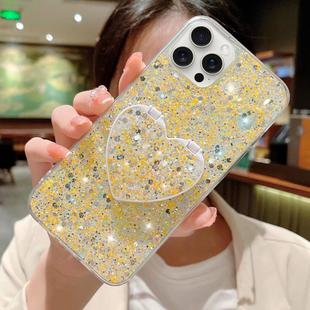 For iPhone 11 Pro Max Starry Sequin Mirror Stand Epoxy TPU Phone Case(Yellow)