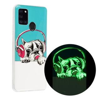 For Samsung Galaxy A21s Luminous TPU Mobile Phone Protective Case(Headset Dog)